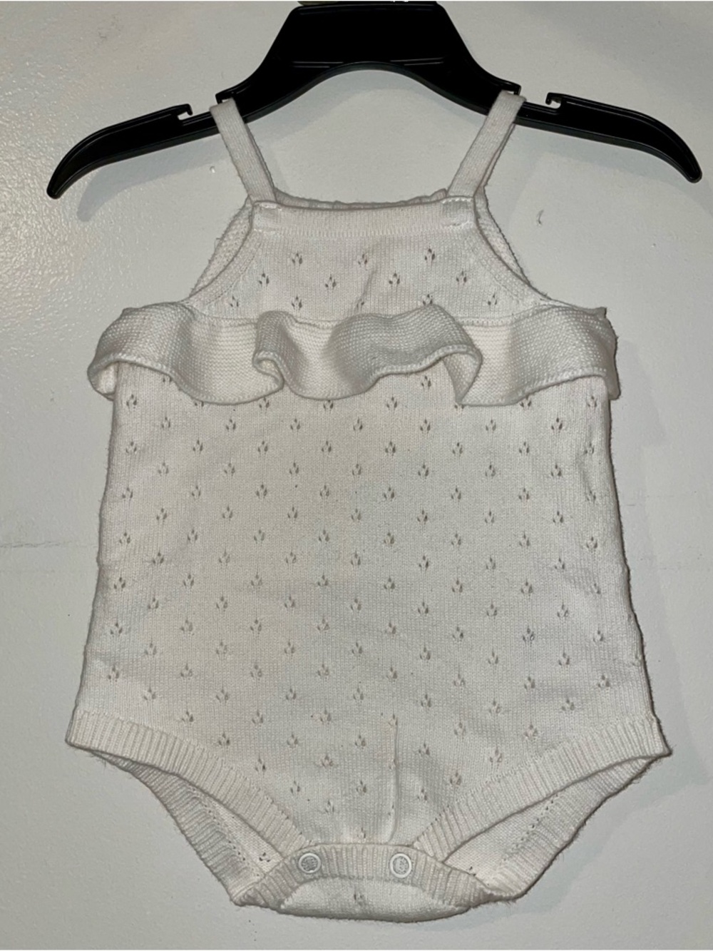 Cat & Jack Cream Knit Ruffle Romper